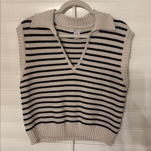 Sincerely Jules Black & Cream Sleeveless Sweater Vest